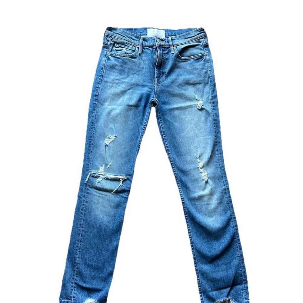 Mother Denim The Flirt Distressed Jeans Size 25 Cold Feet Blue High Rise Jeans